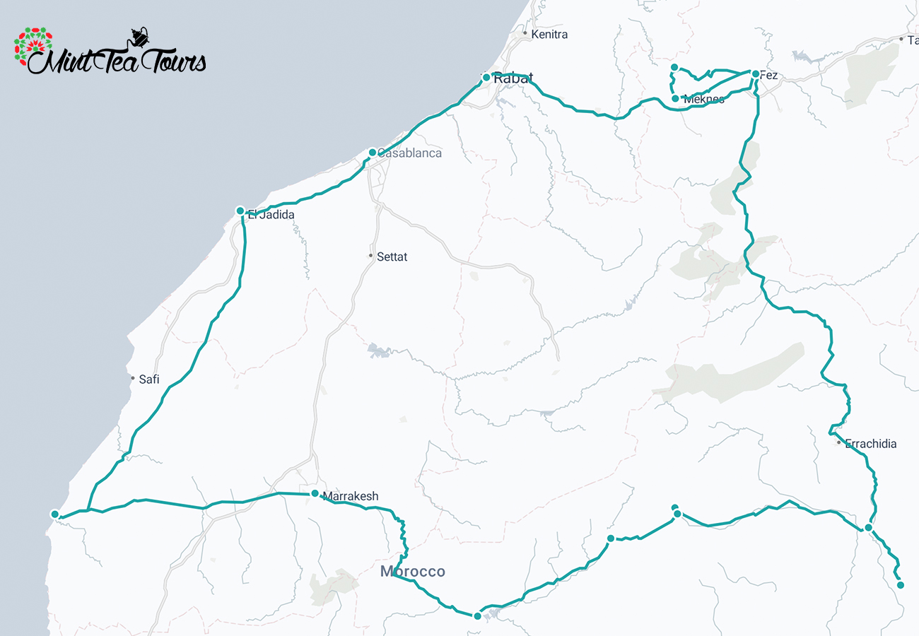 12 Day Definitive Morocco Tour map