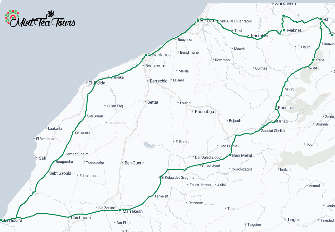 12-day Morocco Jewish tour 5 12 day Morocco Jewish tour map
