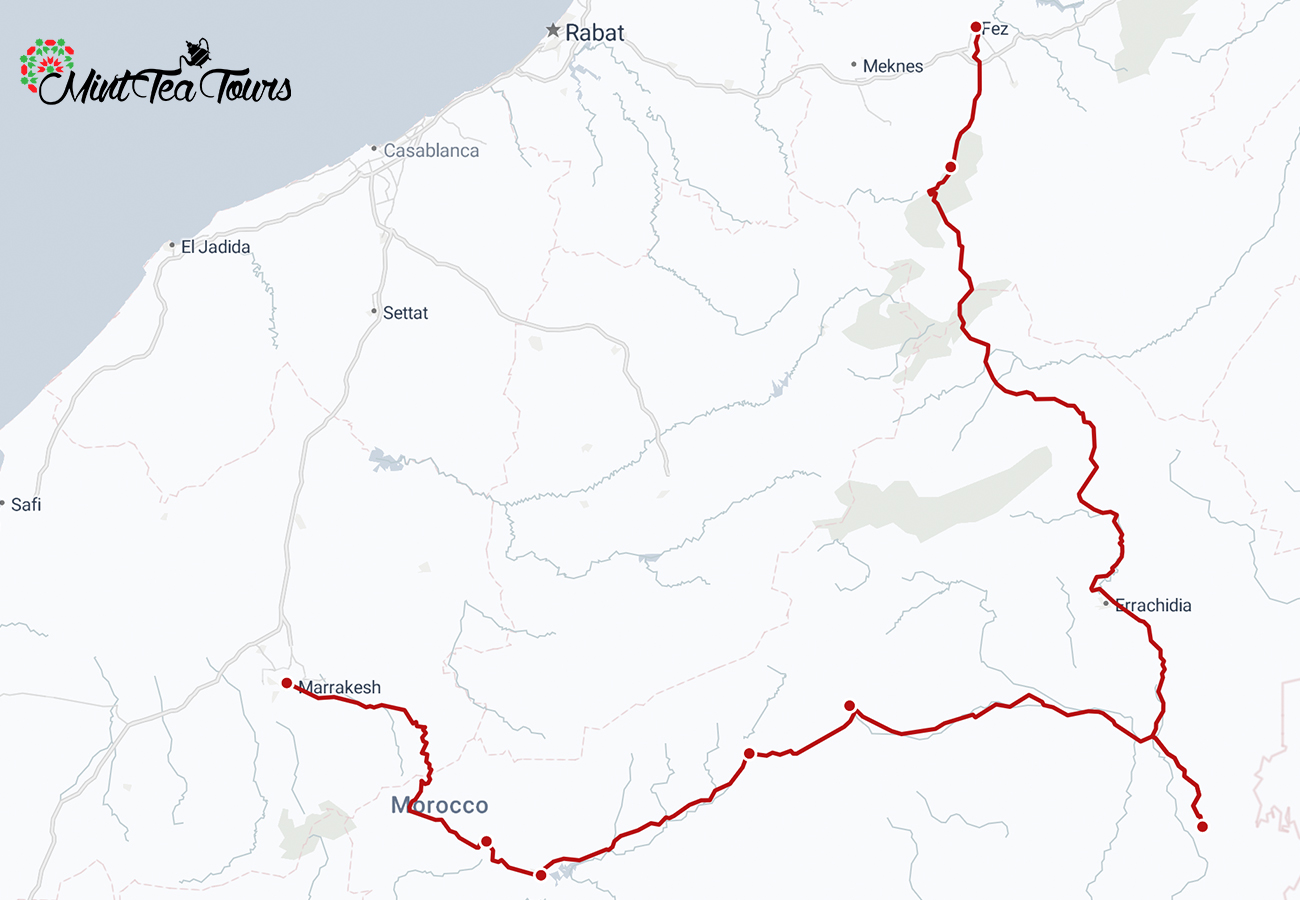 4-day Morocco Desert Tour from Marrakech to Fes 5 637 miles / 1,026 kilometres