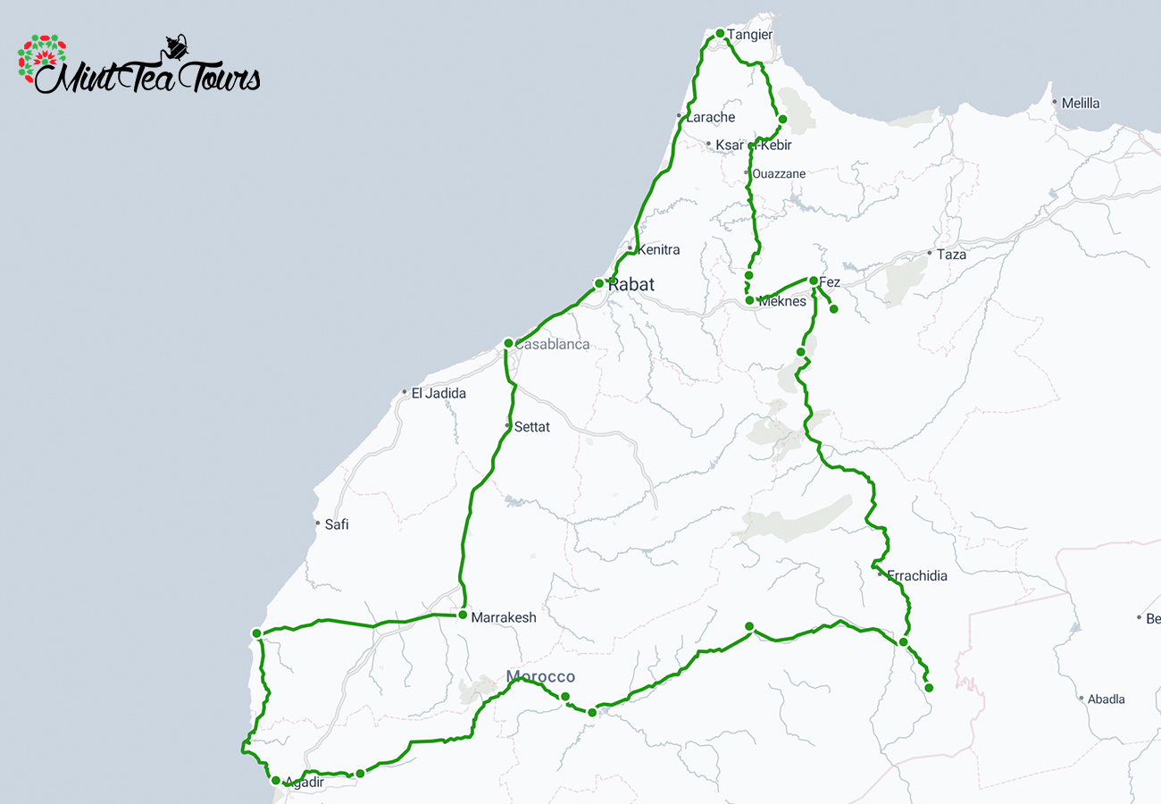 16-day Moroccan Jewish Heritage Tour 5 16 day Moroccan Jewish Heritage Tour map