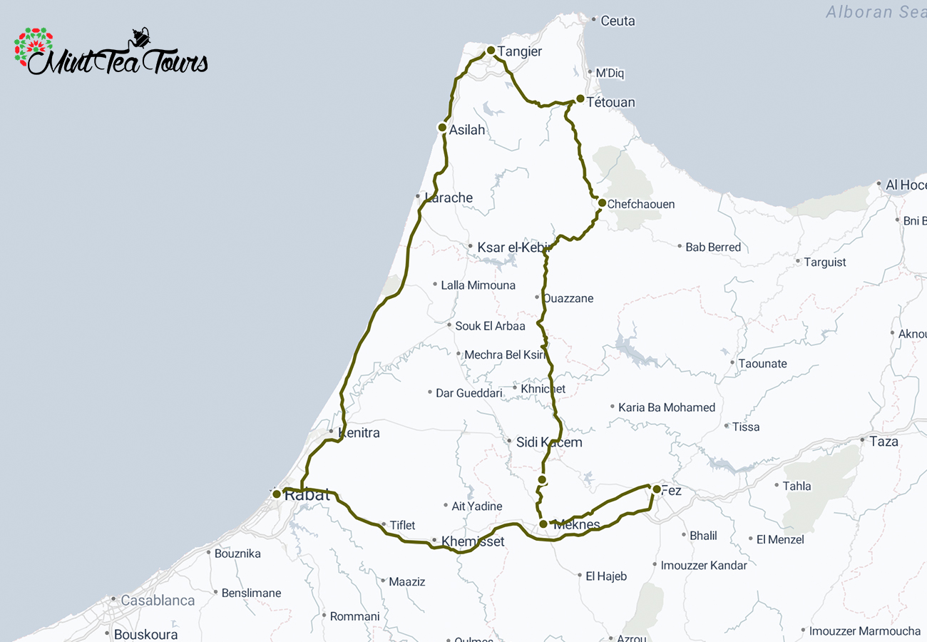 6-day tour from Fes to the north 5 6 day tour from Fes to the north map